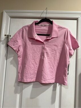 DKNY Pink Polo Crop Top with Subtle Logo